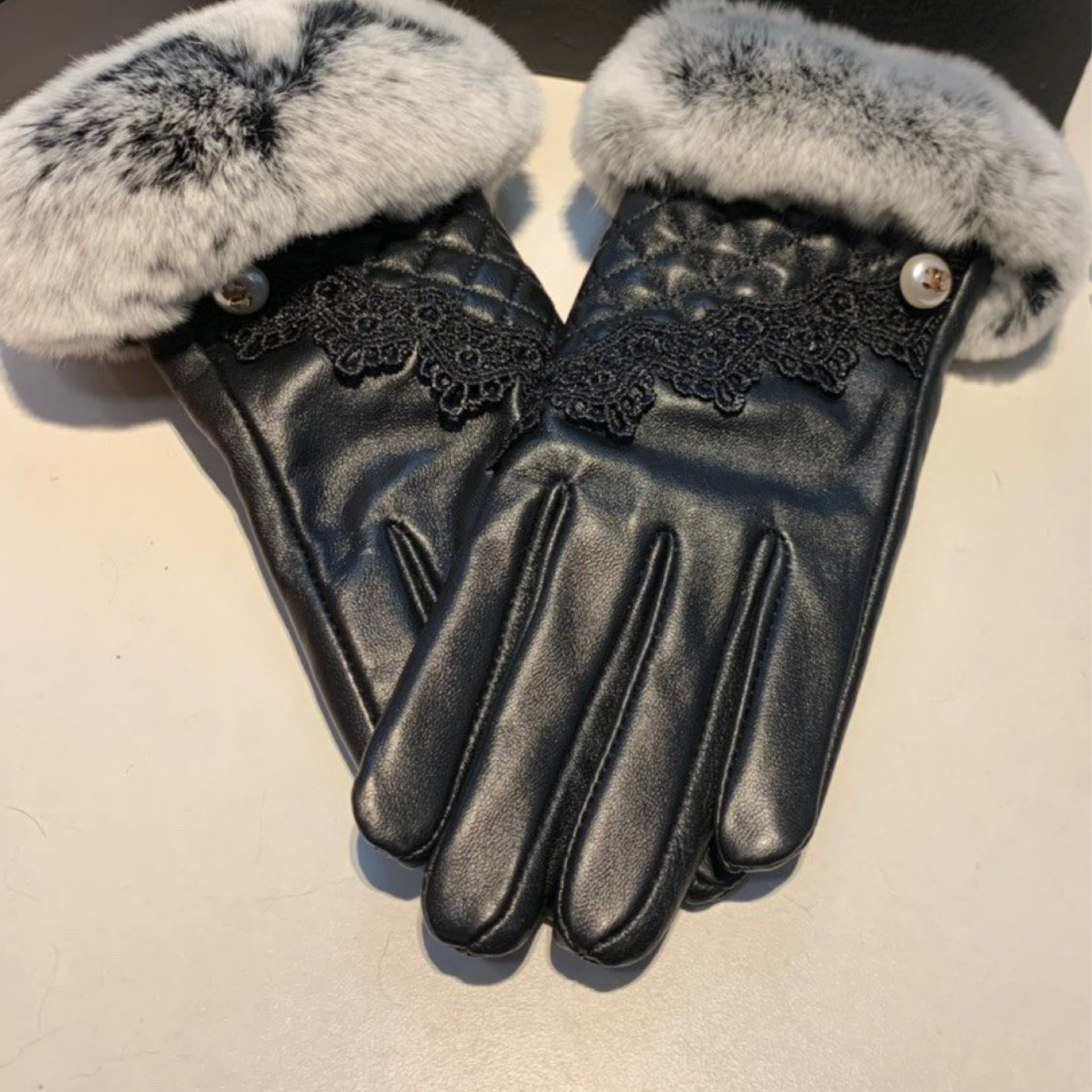 Chanel Rabbit Fur Trim Gloves | Our Closet & More